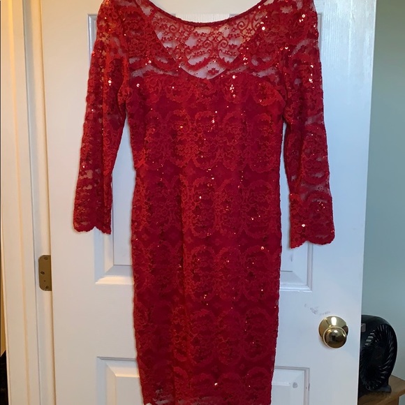 Red Lace Mini Dress - Picture 1 of 4
